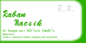 raban macsik business card